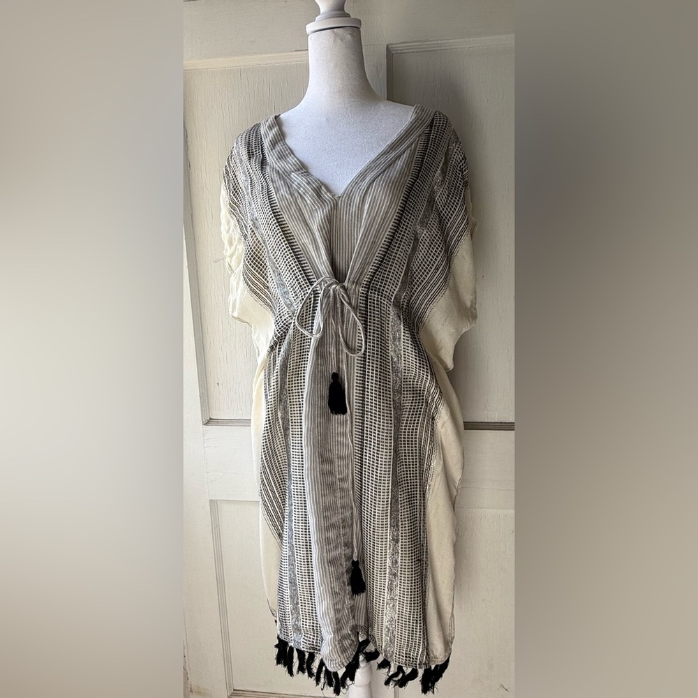 LOFT Beach. Gray and White Striped Cover-Up
